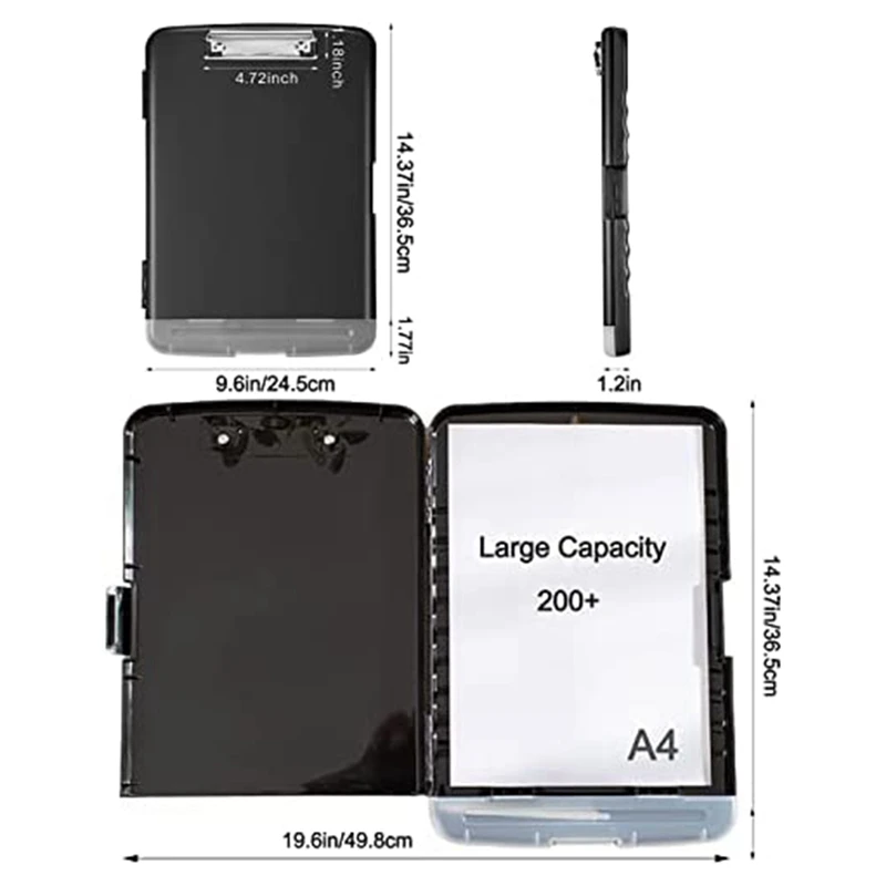 2Pack Clipboard With Storage High Capacity Nursing Clipboards Heavy Duty Office Clipboard Folder With Metal Clip