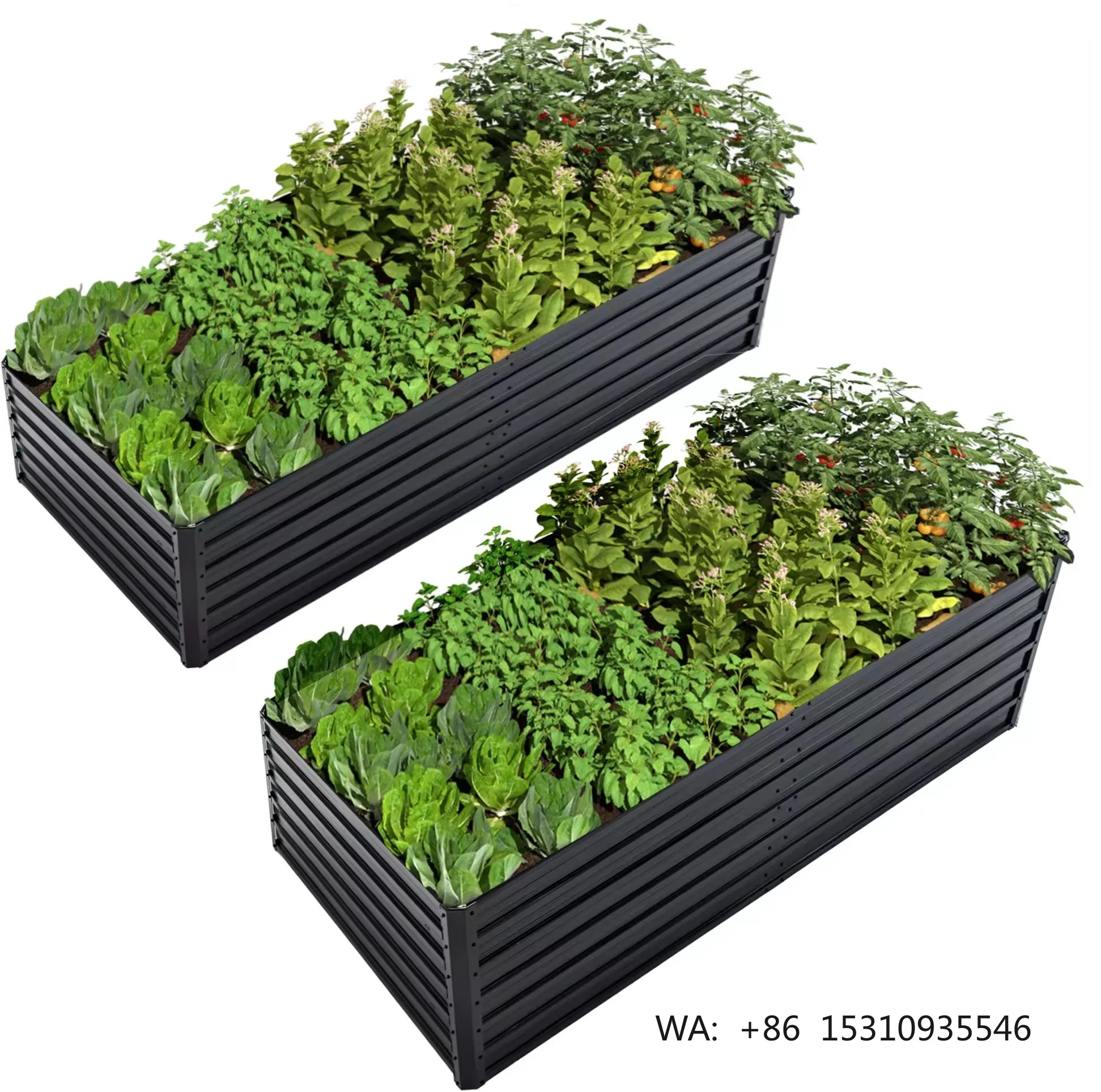 ESHINE ESMB6X3 6x3x1FT/6x3x2FT Anti-rust Galvanized Steel Rectangle Raised Planter Garden Bed for Flowers Herbs Vegetables