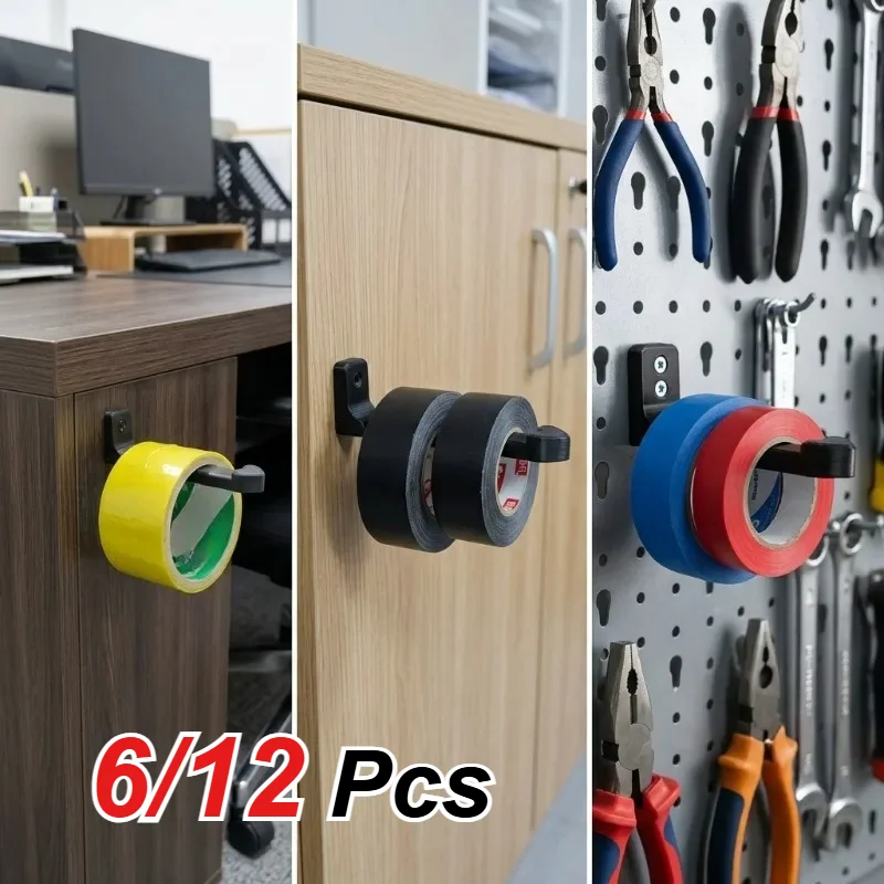 6/12 PCS Robust Wall-Mounted Tape Dispenser Organizer, Corrosion-Resistant Storage Rack, Reliable Hanging Versatile Utility Hook