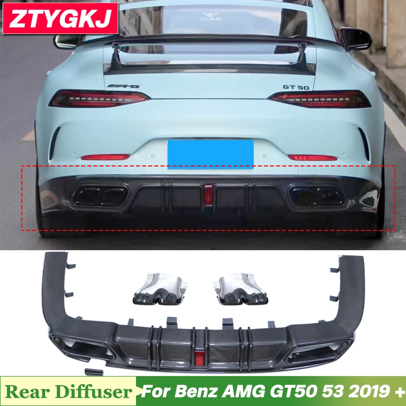 

CM Style Carbon Fiber Rear Bumper Diffuser Lip Trim For Mercedes Benz AMG GT50 GT53 Tuning 2019 Up