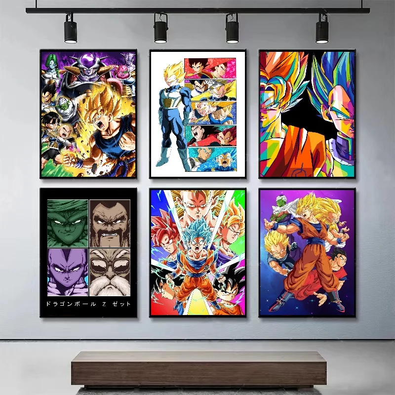 Bandai Anime Super Saiyan Canvas Painting Goku Print Dragon Ball Pictures Classic Home Decor Aesthetic Posters for Wall Painting