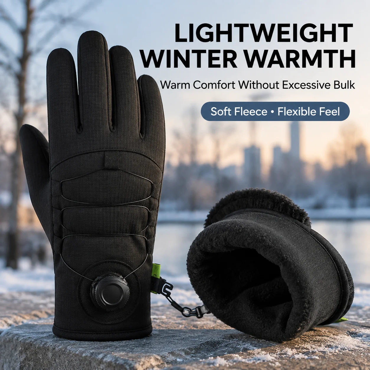 Cold Weather Gloves Men Women Lightweight Thermal Windproof Water Resistant Anti Slip Winter Gloves with Open Thumb Index for Ou
