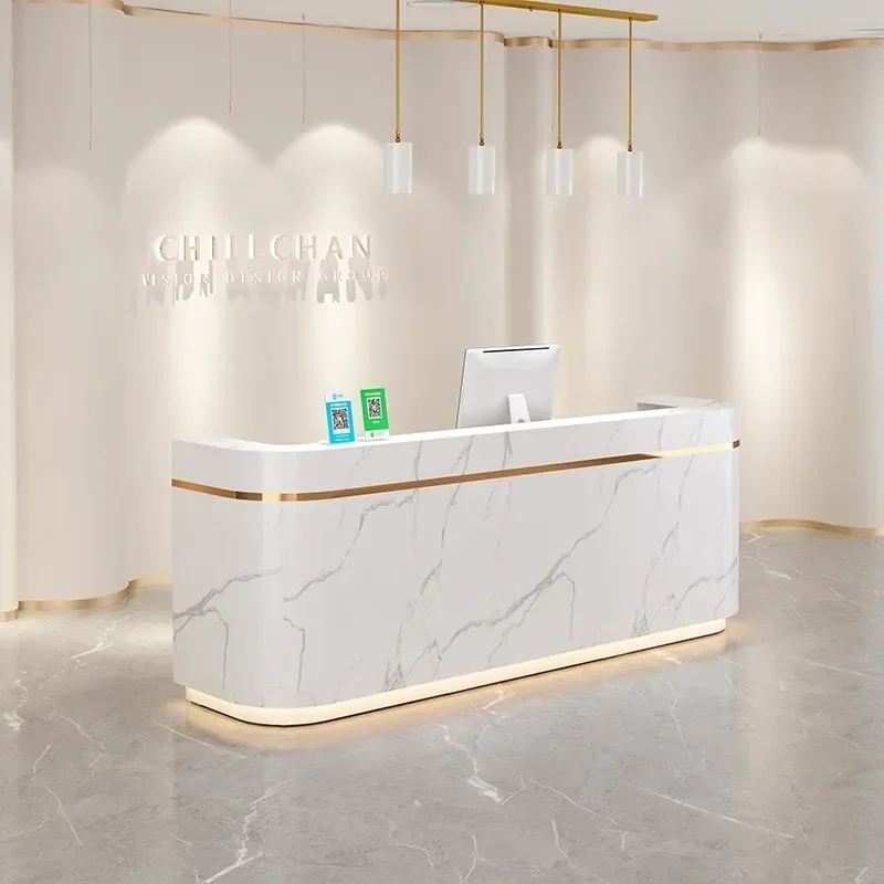 Counter Reception Table Aesthetic Furniture Hairdressing Lectern Simple Salon Beauty Entrances Mesa De Recepcion Institute Front