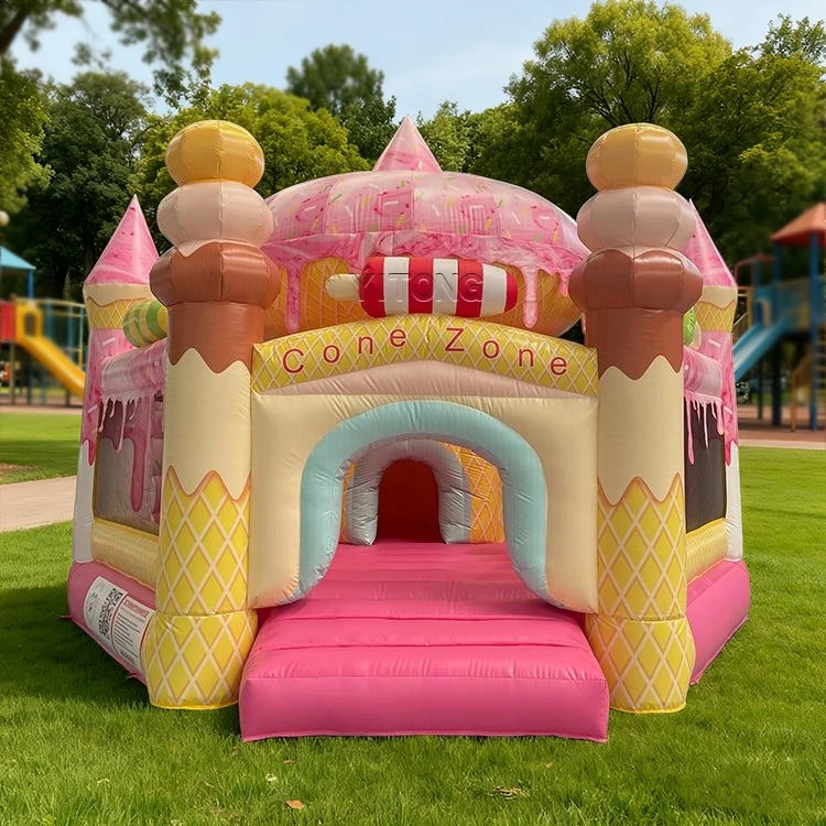 

Bouncy Inflatable Castle Jumping Pastel Castle Ice Cream PVC Bounce Jumping House Bouncer