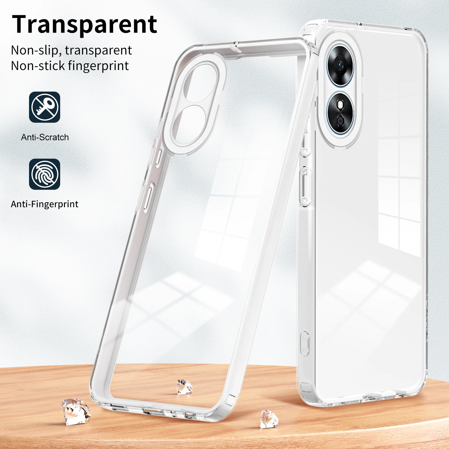 3 IN 1 Frame Clear Case for OPPO A38 A18 A16S A16 A57 A77 A17 A78 Shockproof Soft Silicone Phone Cover