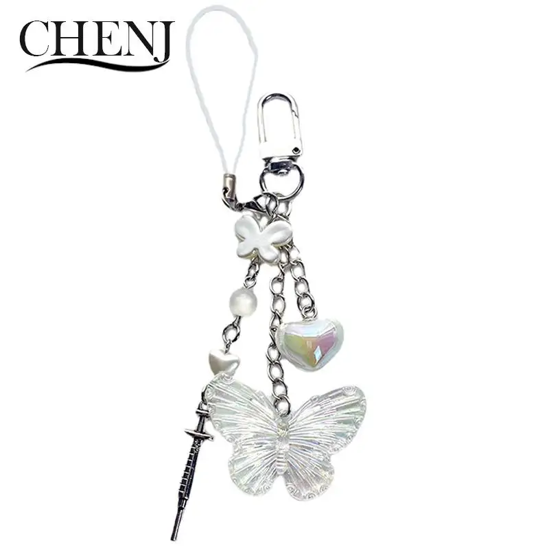 Sweet Cool Colorful Butterfly Charm Mobile Phone Chain Lanyard Cell Phone Strap Keychain Bags Pendant Decor