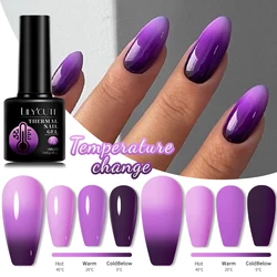 LILYCUTE Pink Purple Thermal Gel Nail Polish 3 Colors Temperature Color Changing Soak Off UV Manicure Long Lasting Gel Polish