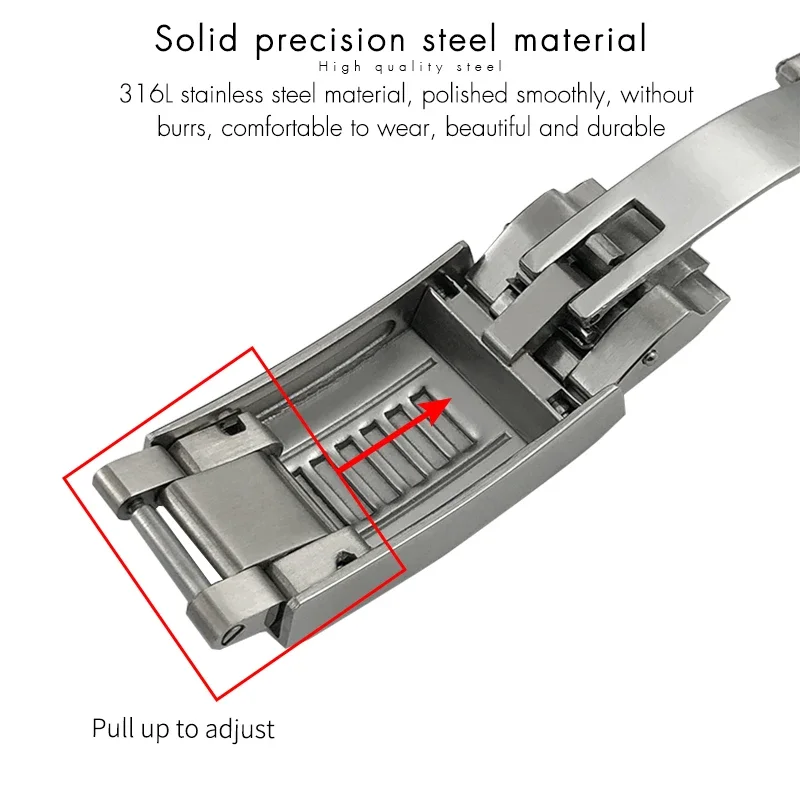 316L 9mm Stainless Steel Glide Lock Folding Buckle for Rolex submariner Daytona GMT Bracelets Sliding Lock Deployment Clasp