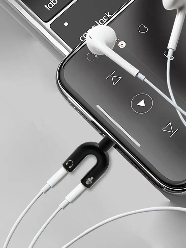 2 in 1 3.5 MM Headphone Plug Audio Cables Splitter Microphone U Type Adapter Connector For Smartphone MP3 MP4 Player Sharing