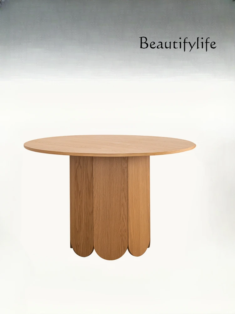 

Solid Wood round Dining Table Japanese Style Internet Celebrity Ins Small Apartment Home Quiet Style Table B & B Round Table