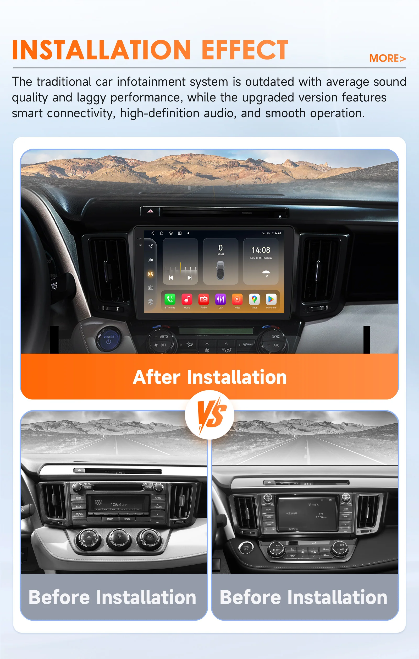 

OSSURET 9" Android 14 Car Stereo Navigation RDS For Toyota RAV4 2013 - 2018 Car Smart Systems Wireless Carplay GPS Autoradio DAB