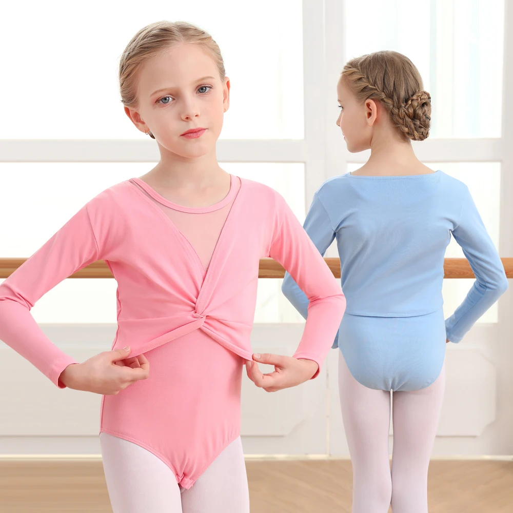 

Girls Ballet Wrap Tops Kids Long Sleeve Dance Sweater