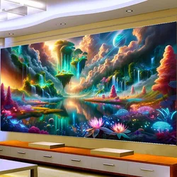 5D fai da te grande pittura diamante croce fantasia montagne colorate paesaggio Wall Art, trapano rotondo completo, ricamo decorazioni per la casa