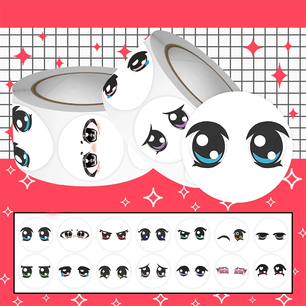 500PCS Kawaii Eyes Graffiti Stickers Fun Fashion Cartoon DIY Toys for Phone Bottle Travel Bag Aesthetic Decals Creative Gifts ﻿