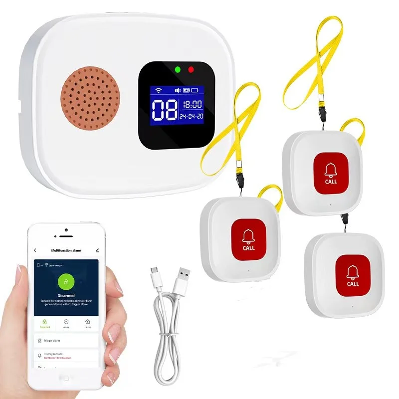 WiFi Emergency Call Button for Seniors Emergency Bracelet Emergency Alert System for Seniors Patients Disabled Elderly Receiver