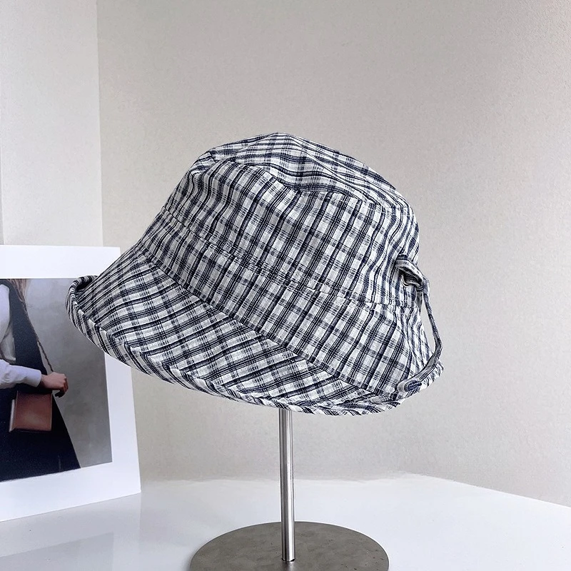 2026 New Spring Summer Grid Curled Edge Fisherman's Hat For Women's Casual Outdoor Wear With Sun Protection Breathability