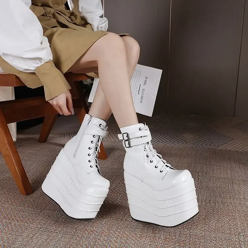 2026 New Stage Boots  Women16cm Muffin Thick Bottom Waterproof Platform Large Size 43 Men's and Women's Performance Boots