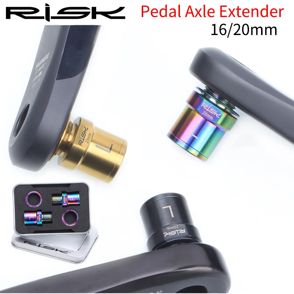 RISK 1 Pair 16mm/20mm Bicycle Pedal Axle Extenders Bolts Spacers Titanium Ti Alloy Pedal Axle Bolts For MTB RoadBike Outdoor Gym