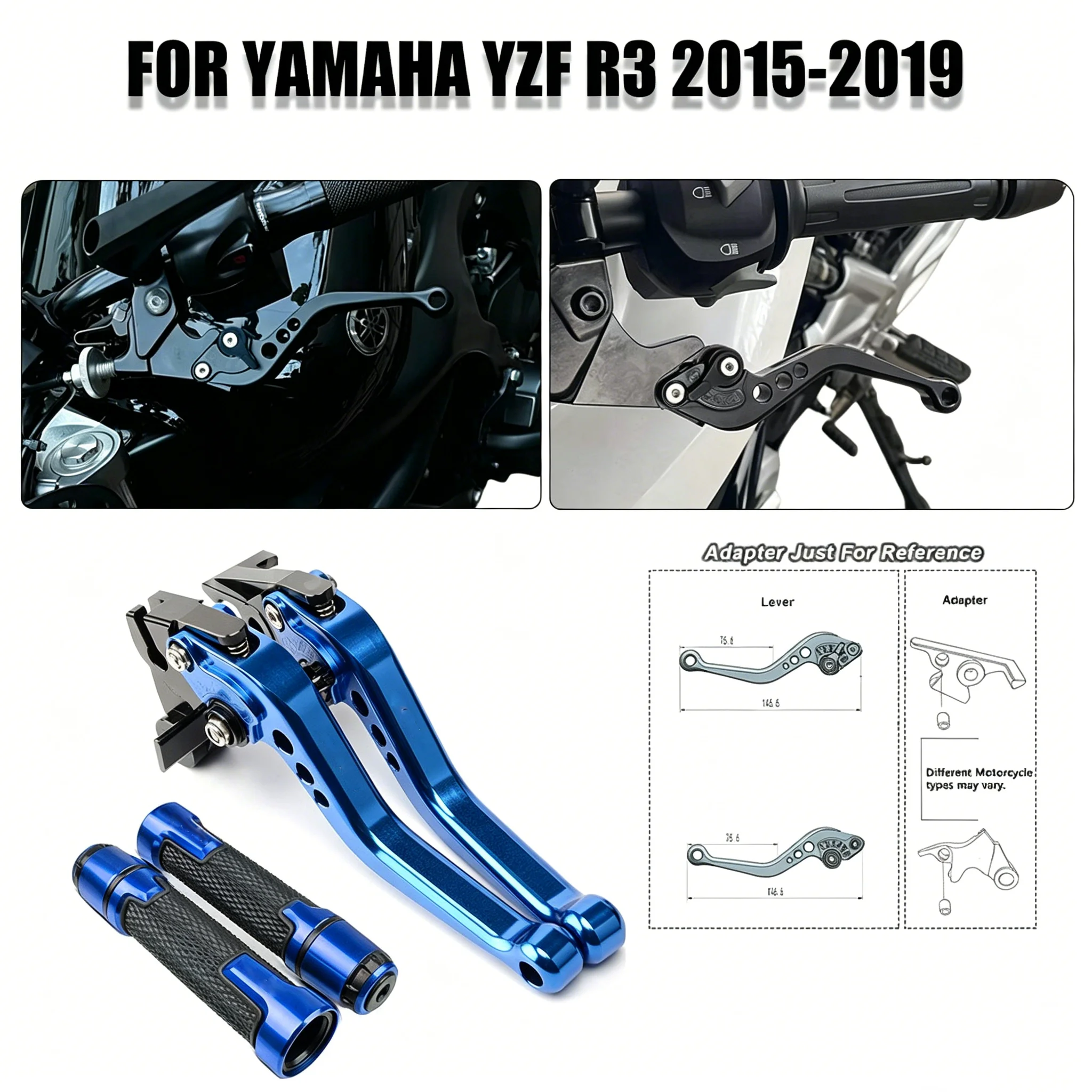 

For Yamaha YZF R3 2015-2019 Motorcycle Brake Clutch Levers CNC Adjustable Short Modified Clutch Brake Levers Handles Grips Kit