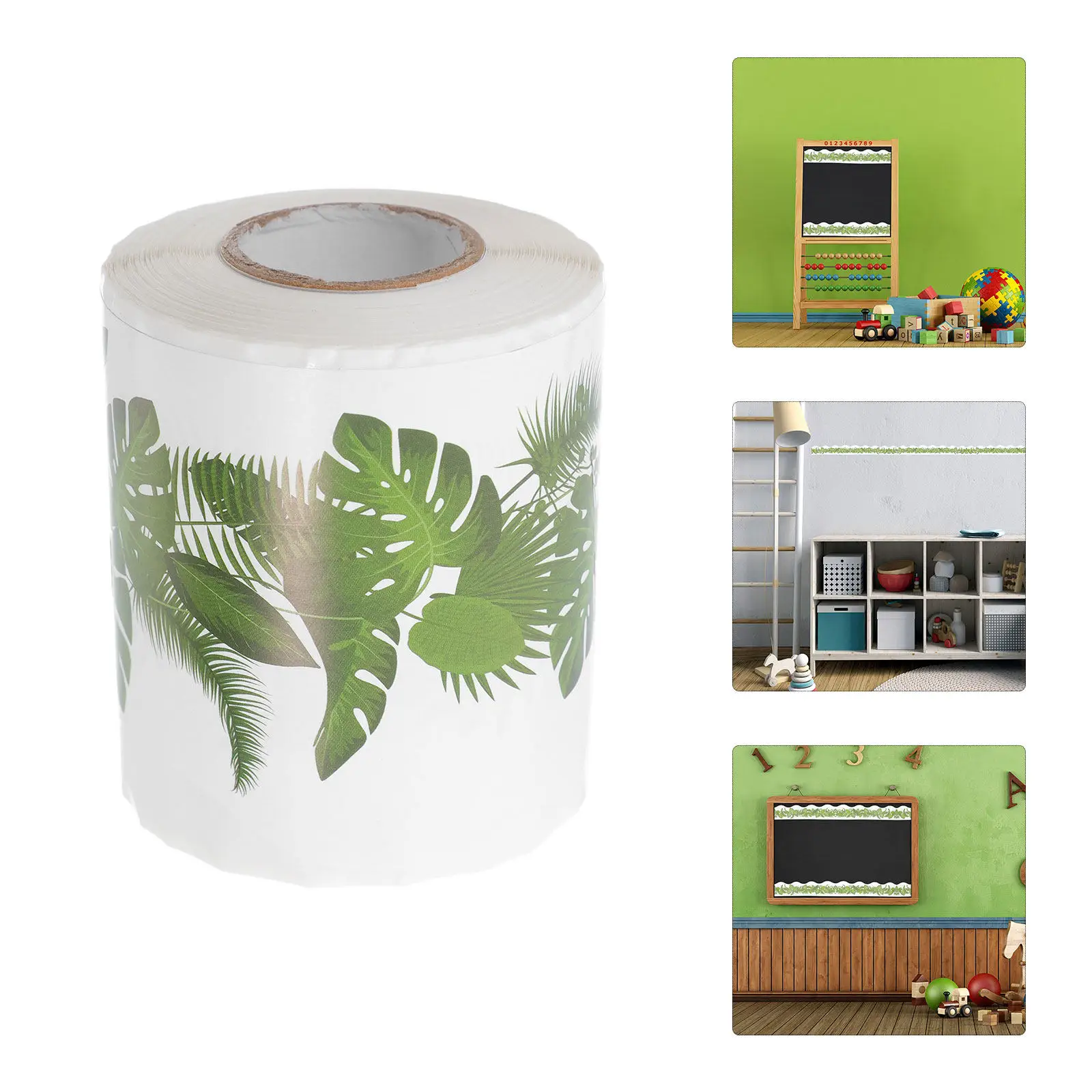 1 Roll Bulletin Board Border Sticker Tree Leaf Pattern Decorative Border Trim for Classroom Blackboard Removable Wear Resistant