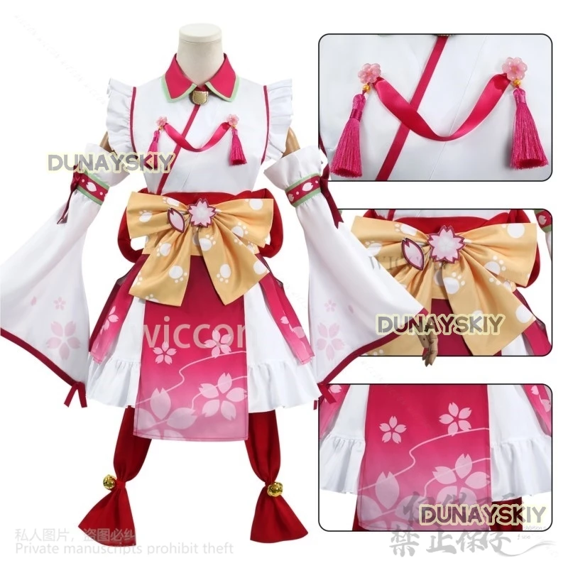 Sakura Miko Cosplay Anime Holo Vtuber Costume Japanese Kimono Dress Lolita For Christmas Halloween Girls Customized