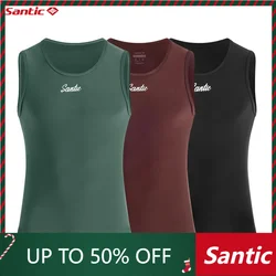 Santic 2023 New Cycling Vest Men's Winter Warm Sports Fitness Bicycle Warm Vest Windproof Fit Top