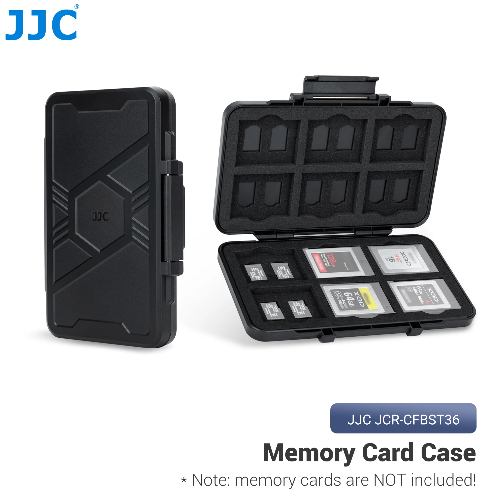 

JJC XQD Cfexpress Type B Card Holder MicroSD Cards Storage Organizer Container for 12 XQD Cfexpress And 24 MicroSD Cards Slots