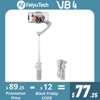 FeiyuTech Official VB4 Smartphone Stabilizer Face Tracking 3-Axis Phone Gimbal Built-in Selfie Stick Portable iPhone15/Samsung