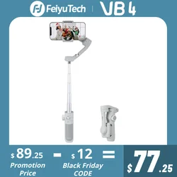 FeiyuTech Official VB4 Smartphone Stabilizer Face Tracking 3-Axis Phone Gimbal Built-in Selfie Stick Portable iPhone15/Samsung