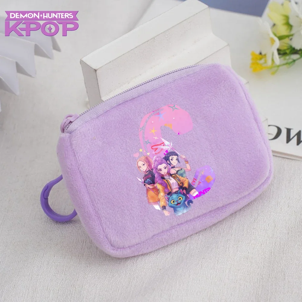 K-pop Demon Hunters Kawaii Y2k porte-monnaie en peluche petite carte d'argent clé écouteur pochette de rangement Portable femmes portefeuille à fermeture éclair cadeaux