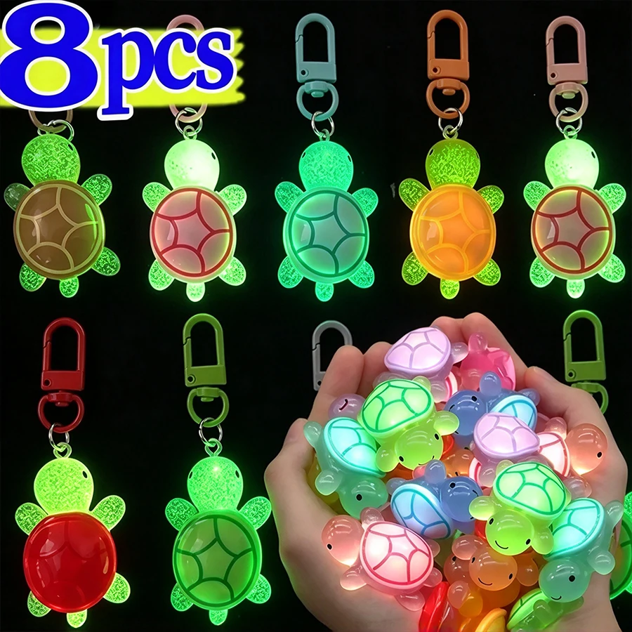 Luminous Resin Turtle Keychain, Glow in Dark Tortoise Bag Charm, Colorful Ocean Animal Backpack Pendant, Key Ring for Wallet