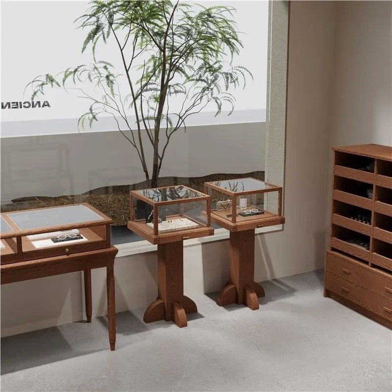 Retro Boutique Glass Standing Cabinet Display Cabinet Jewelry Jewelry Sample Cabinet