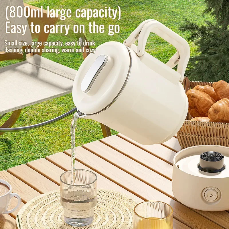 New 800ml 3-in-1 Folding Electric Kettle, 304 Stainless Steel Portable Multifunctional Travel & Household Cooking Pot, Hot Pot
