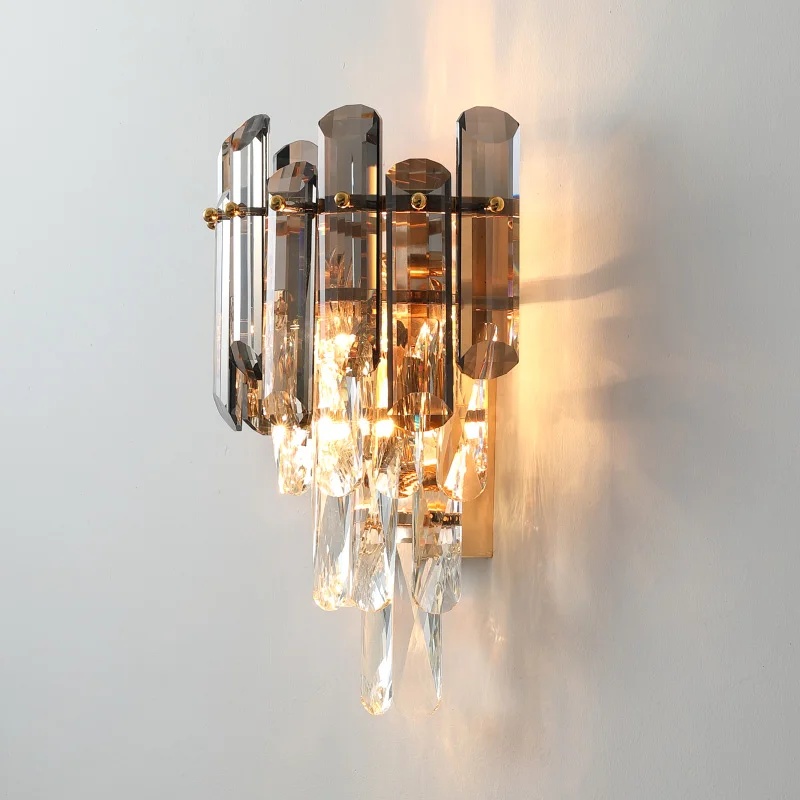 Antique smoke Crystal Wall Lamp for Home Hotel Project Professional Lighting Modern LED Wall Sconce bathroom LED mirror light