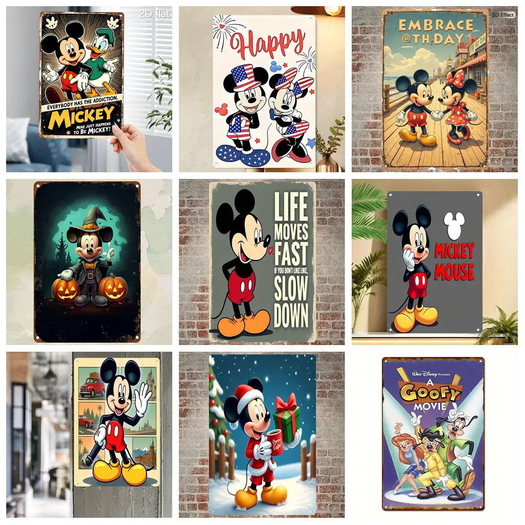 

Miniso Mickey Creative Image Funny Selection Decor Metal Signs Tin Signs Captain Poster Decor for Bar Pub Club Wall Decoration