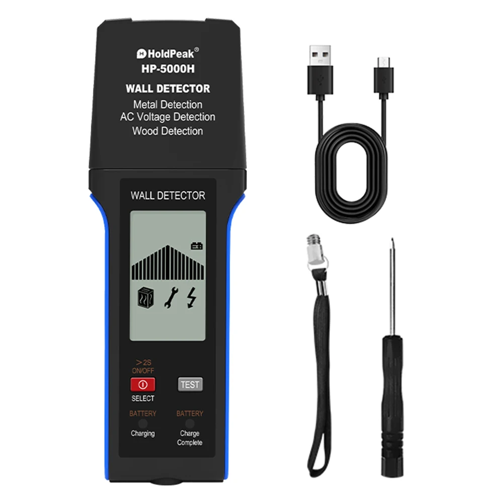 

3-in-1 Wall Detector Metal Wood AC Live Wire Finder 5-10cm Depth Stud Finder Type-C Rechargeable for Home Decoration
