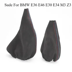 Suede / Leather Gear Shift Collars Manual Handbrake Gaiter Boot Cover for BMW E36 E46 E30 E34 M3 Z3 M 3 Series