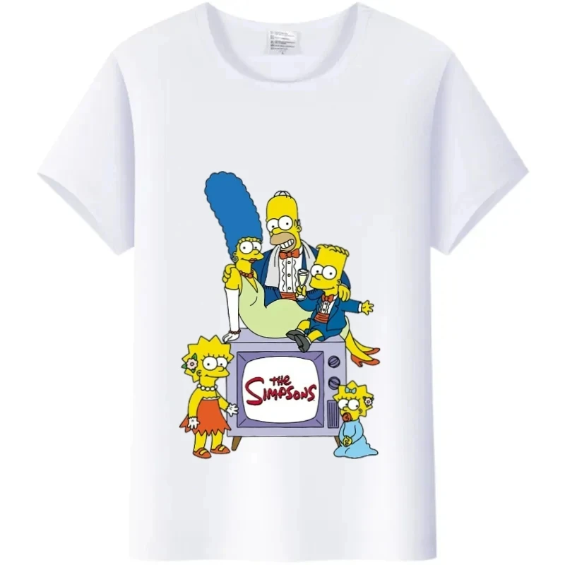 Kawaii The Simpsons T-shirt Women Anime Cotton Tee Shirts Cartoons Casual  Clothes Fashion Blouses Unisex Streetwear Tops Gift