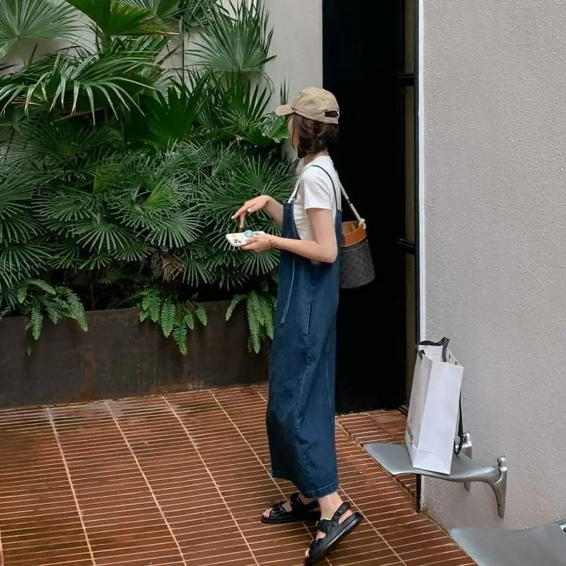 Strapless Denim Dress 2025, Casual Loose Fit Long Slit Maxi Dress with Boho Style for Women