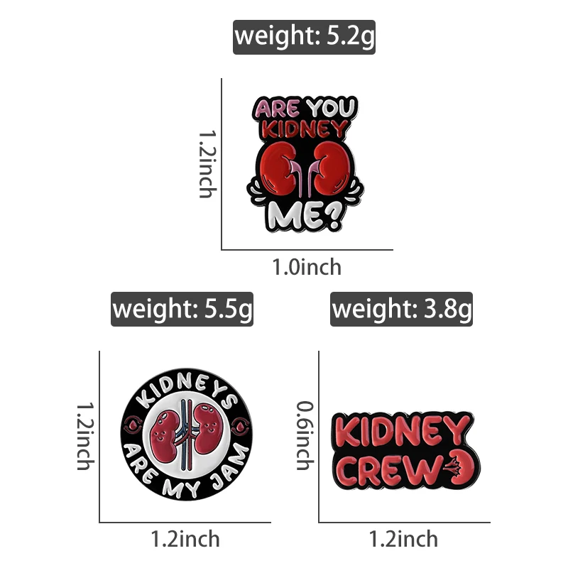 الكرتون علم الكلى المينا دبابيس الكلى هي مربى الجهاز الطبي غسيل الكلى بروش شارة التلبيب مجوهرات هدية للأطباء والممرضات