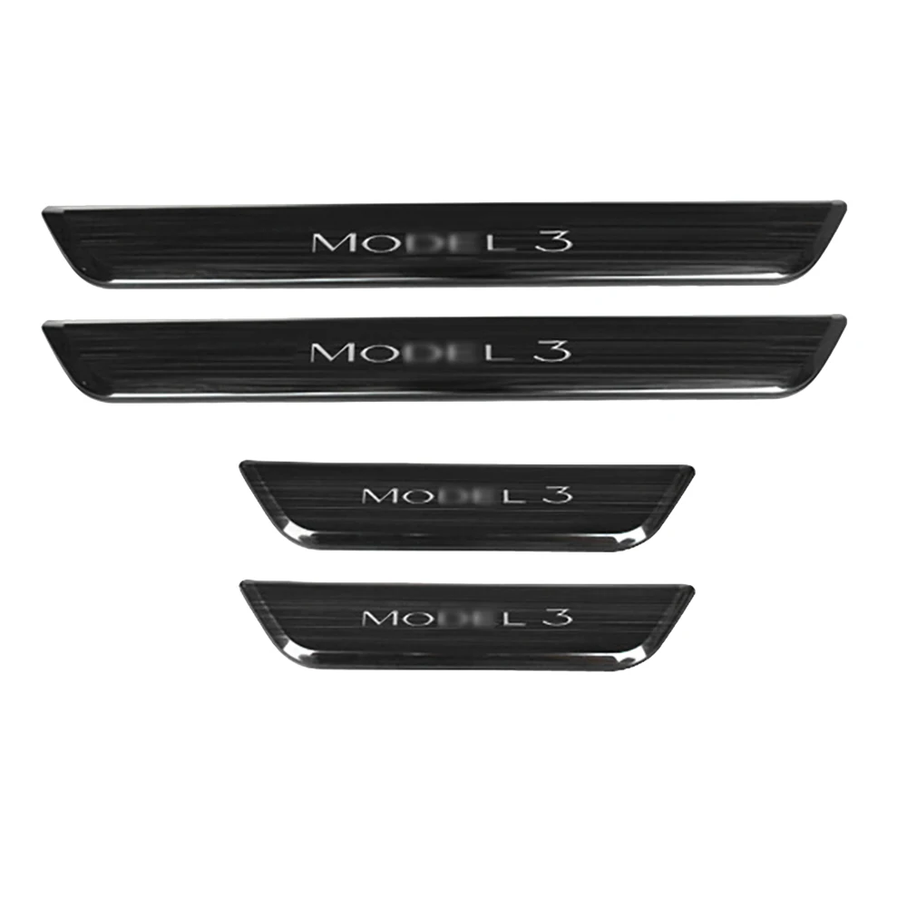 

For Tesla Model 3 Auto Accessories Door Sill Protector Threshold Decoration Luminous Threshold Decoration Black