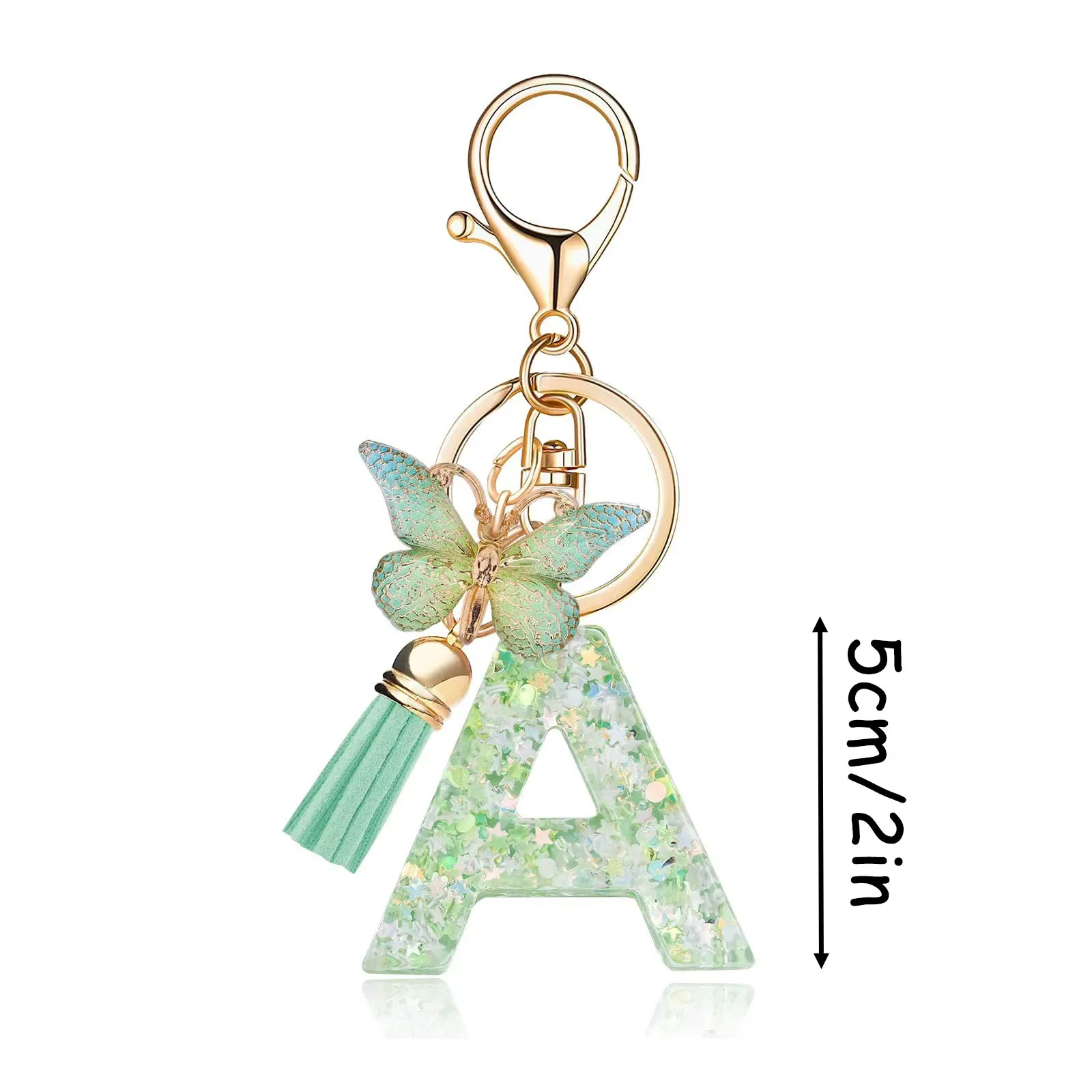 1PC green sequin letterhead acrylic keychain, an ideal gift choice for friends and family, especially for birthday presents