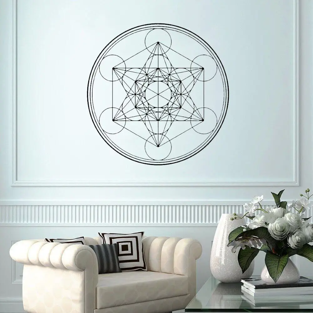 Uniqe Design Alchemy Geometric Metatron Cube Mandala Circle Line Naklejka ścienna Winylowa naklejka ścienna Wodoodporna OV495
