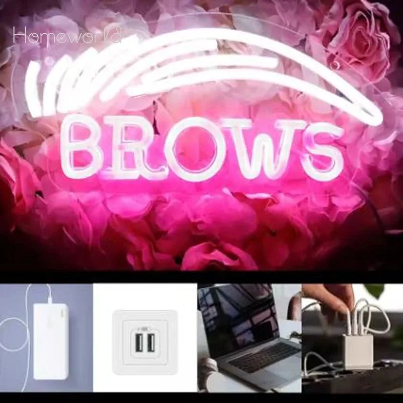 Eyebrow  Neon Signs LED Light  used for  Beauty Eyebrow Eyelash art Wall Decor Beauty salon Aesthetic Room sign Neon Sign Gift