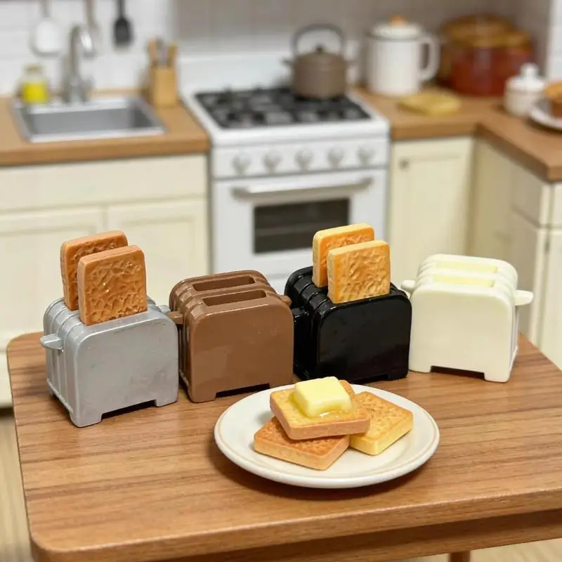 

Набор из 3 миниатюрных тостеров для кукольного домика, креативный набор для завтрака, масштаб 1:12, миниатюрная игрушка-еда, модель для кухонной сцены