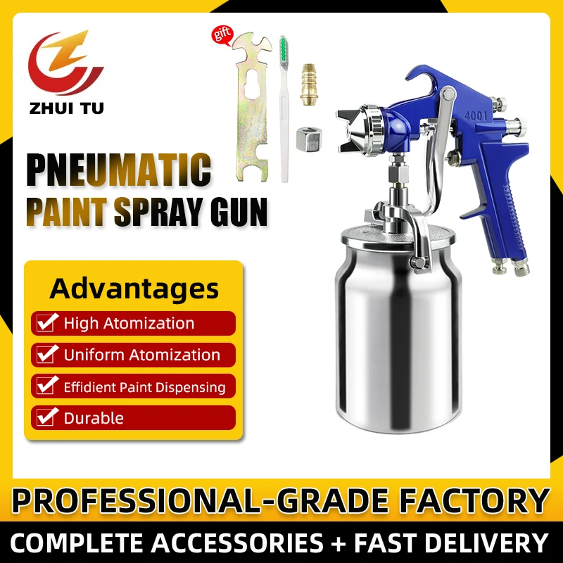 Profissional pneumático aerógrafo pulverizador, pintura atomizador ferramenta com Hopper para pintar carros, 2.0mm, 1000ml