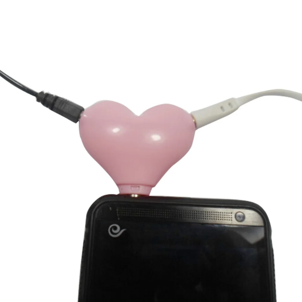 5 قطع 3.5 ملم محول صوت ستيريو على شكل قلب 2 منفذ سماعة أذن للاستخدام الأصدقاء والعائلة أبيض وردي أحمر أسود