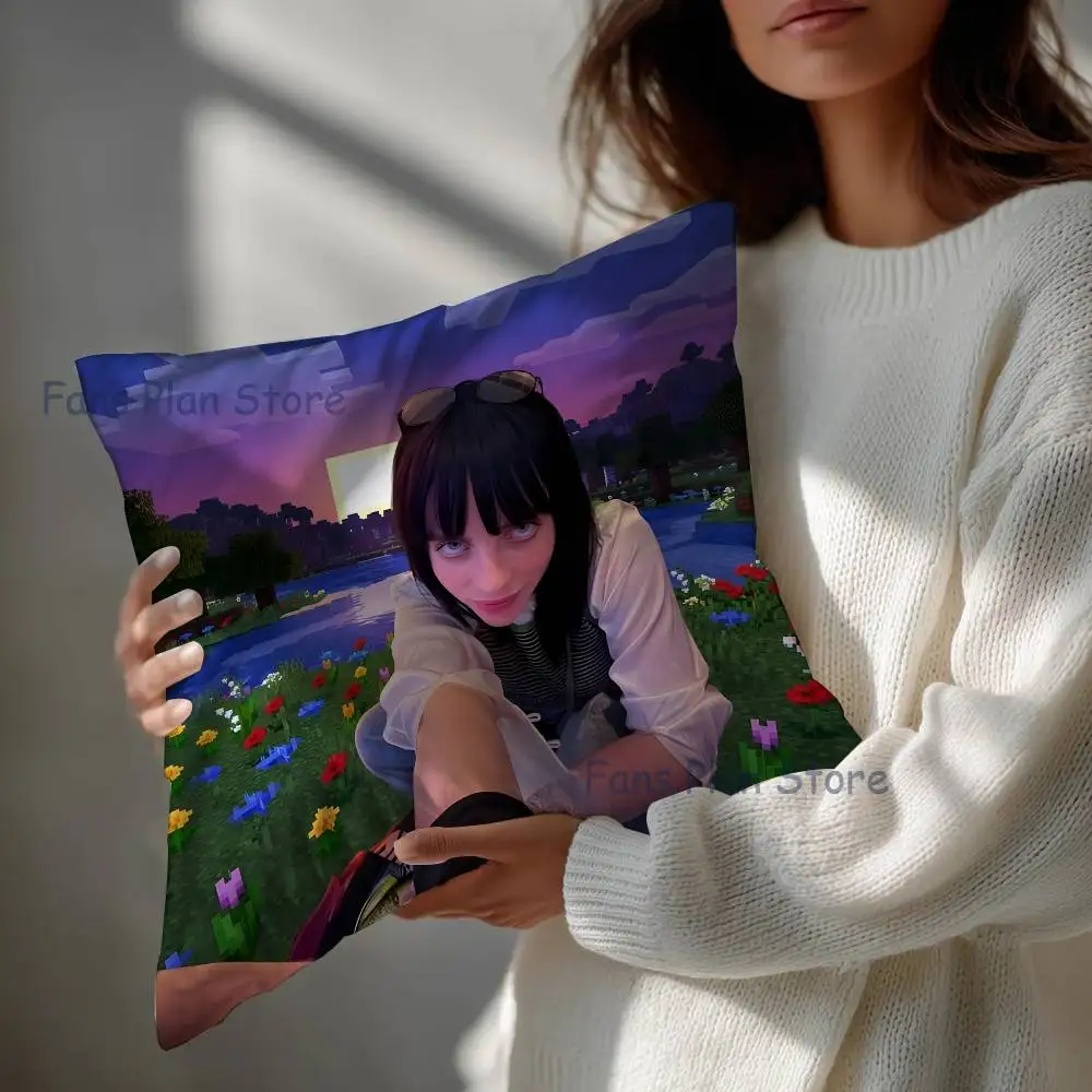 Singer B-Billie E-Eilish Pillow Gift Home Office Decoration Bedroom Sofa Car Cushion Cover case