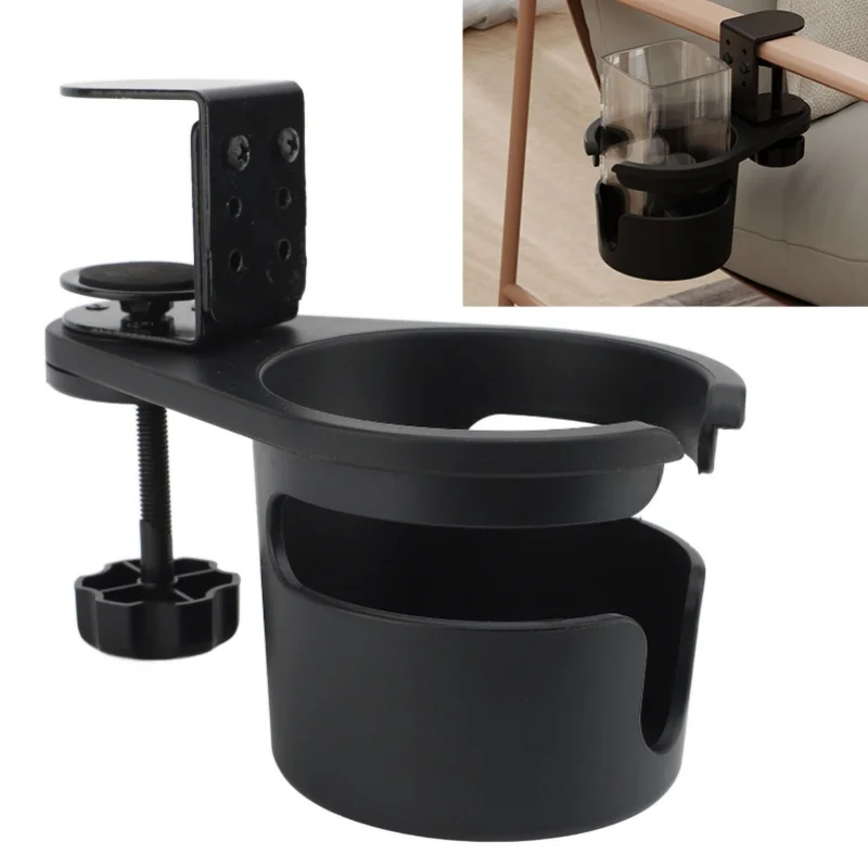 

Desk Cup Holder Rotating Clip On Bottle Organizer Storage Rack For Coffee Drink Mugs Water Bottles