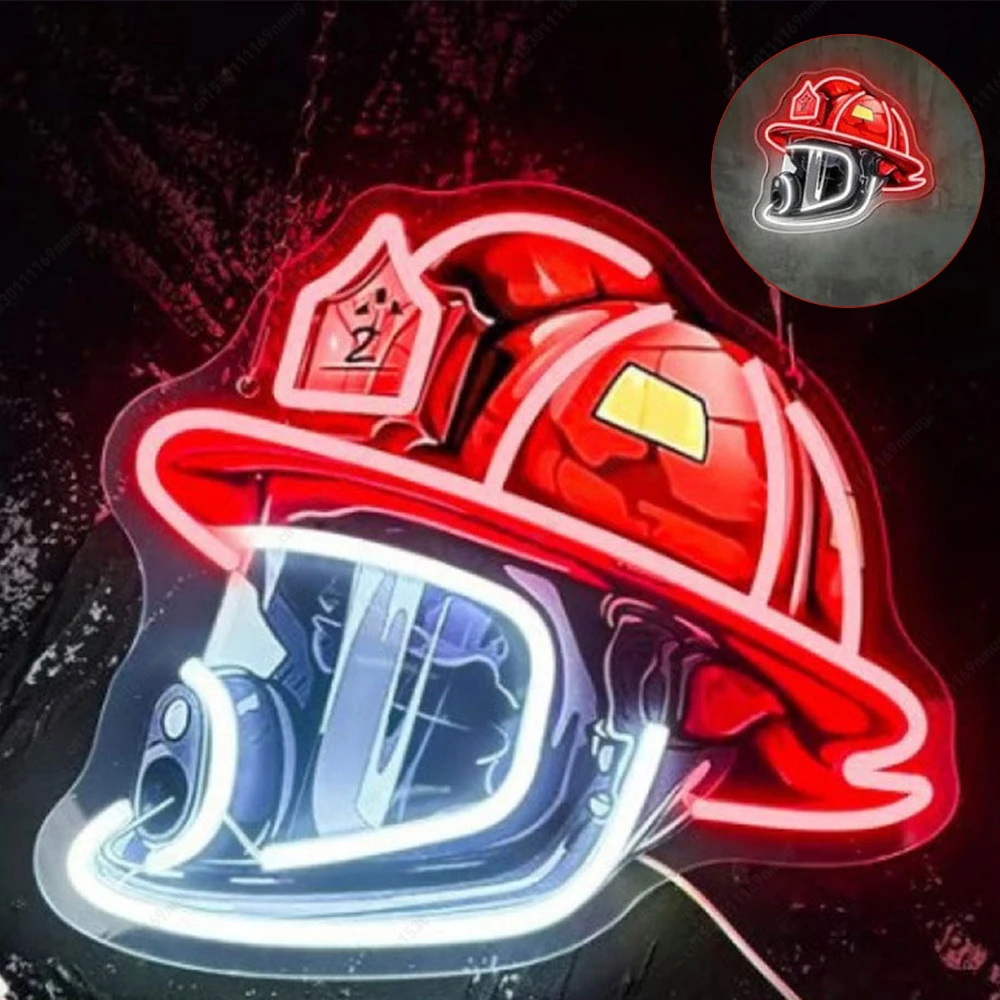 

Firefighter Helmet Neon Sign LED Neon light for Supermarkets Bar Coffee Shop Game Room Restaurant Room wall decoration light